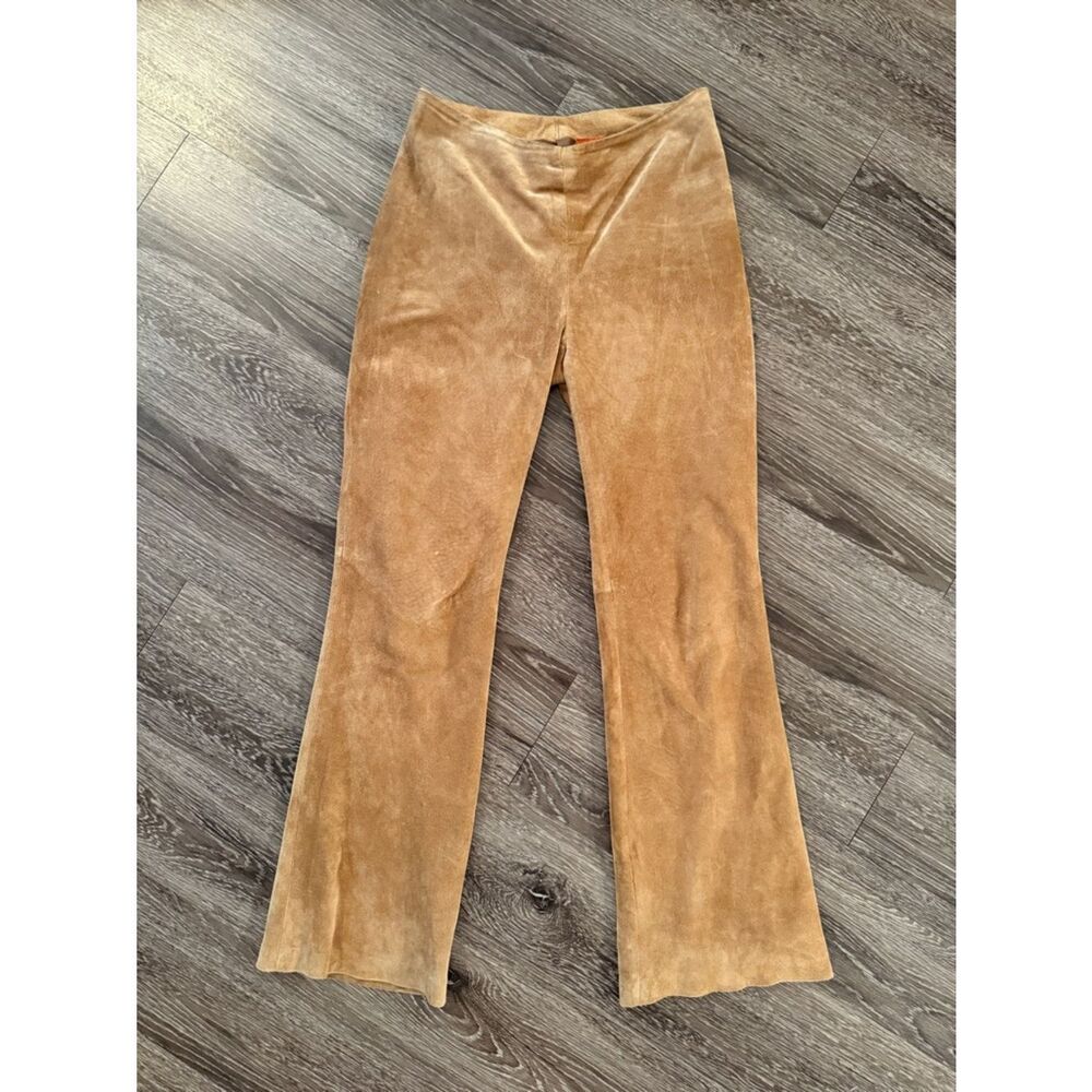 Anonymous John Carlisle flare Vinatge leather tan pants